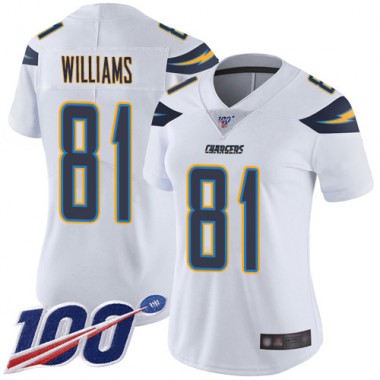 Los Angeles Chargers NFL Football Mike Williams White Jersey Women Limited #81 Road 100th Season Vapor Untouchable->youth nfl jersey->Youth Jersey